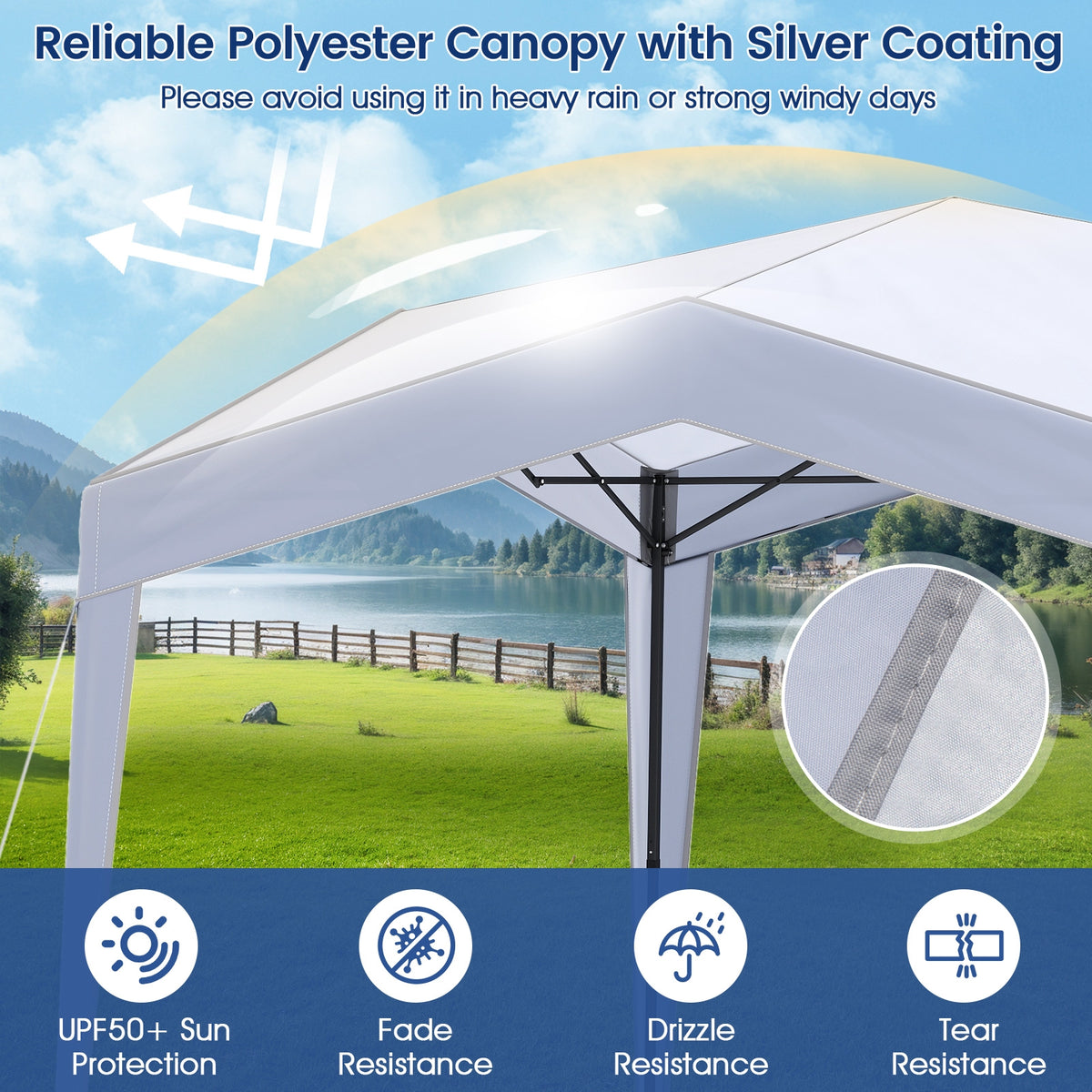 Pop Up Canopy Tent With Wheeled Bag, 8 Stakes 4 Ropes, White Canopies at Gallery Canada