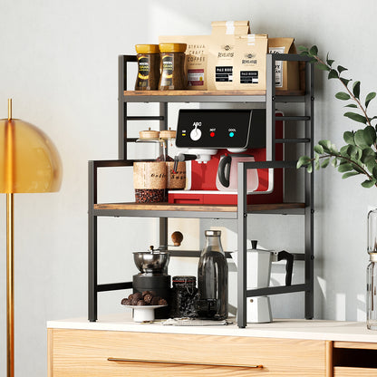 3-Tier Microwave Stand, 2 Open Shelves, Heavy-Duty Metal Frame, Rustic Brown Baker's Racks at Gallery Canada