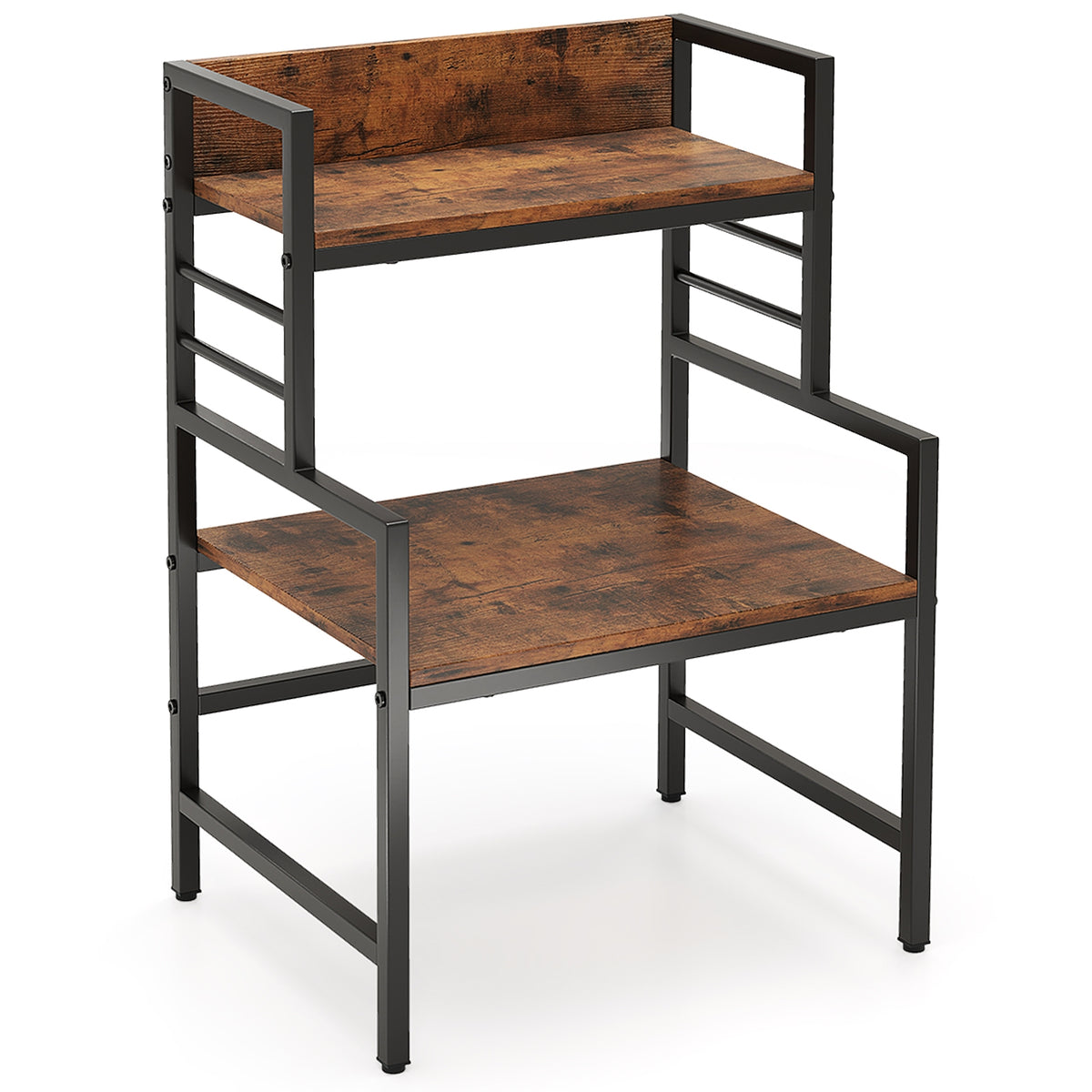 3-Tier Microwave Stand, 2 Open Shelves, Heavy-Duty Metal Frame, Rustic Brown Baker's Racks at Gallery Canada