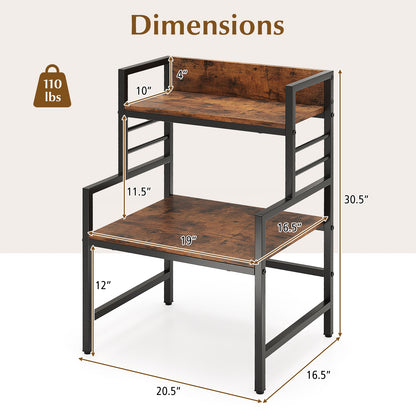 3-Tier Microwave Stand, 2 Open Shelves, Heavy-Duty Metal Frame, Rustic Brown Baker's Racks at Gallery Canada