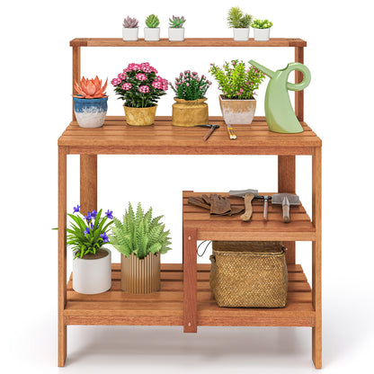 Outdoor Garden Potting Wood Planting Workstation With Open Shelves Potting Benches & Tables at Gallery Canada