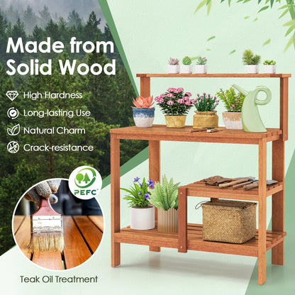 Outdoor Garden Potting Wood Planting Workstation With Open Shelves Potting Benches & Tables at Gallery Canada