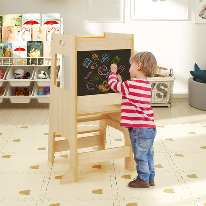 Toddler Kitchen Step Stool, Adjustable Height, Chalkboard, Natural Toddler & Kids Furniture at Gallery Canada