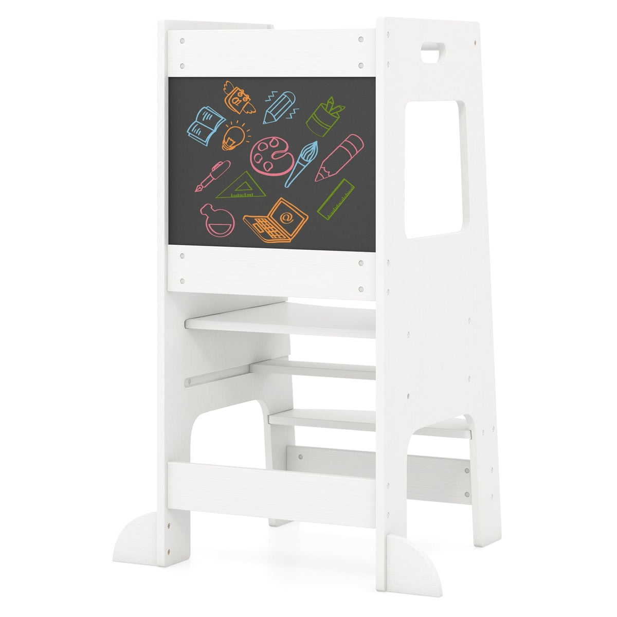 Toddler Kitchen Step Stool, Adjustable Height, White Toddler & Kids Furniture at Gallery Canada