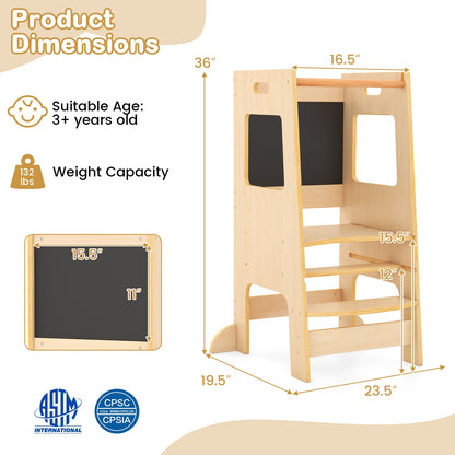 Toddler Kitchen Step Stool, Adjustable Height, Chalkboard, Natural Toddler & Kids Furniture at Gallery Canada
