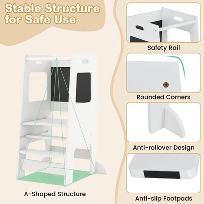 Toddler Kitchen Step Stool, Adjustable Height, White Toddler & Kids Furniture at Gallery Canada