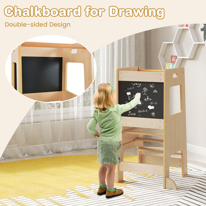 Toddler Kitchen Step Stool, Adjustable Height, Chalkboard, Natural Toddler & Kids Furniture at Gallery Canada