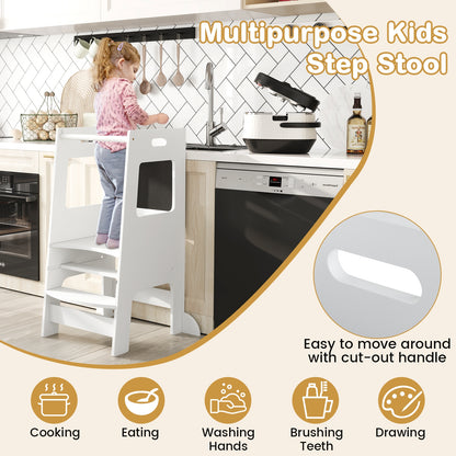 Toddler Kitchen Step Stool, Adjustable Height, White Toddler & Kids Furniture at Gallery Canada