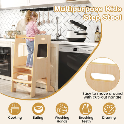 Toddler Kitchen Step Stool, Adjustable Height, Chalkboard, Natural Toddler & Kids Furniture at Gallery Canada