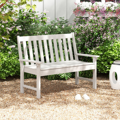 52 Inch HDPE Outdoor Bench With Backrest, Armrests, White Outdoor Benches at Gallery Canada