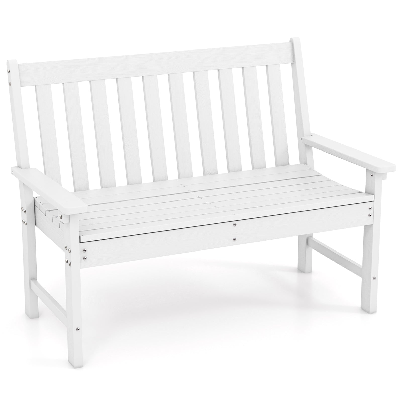 52 Inch HDPE Outdoor Bench With Backrest, Armrests, White Outdoor Benches at Gallery Canada