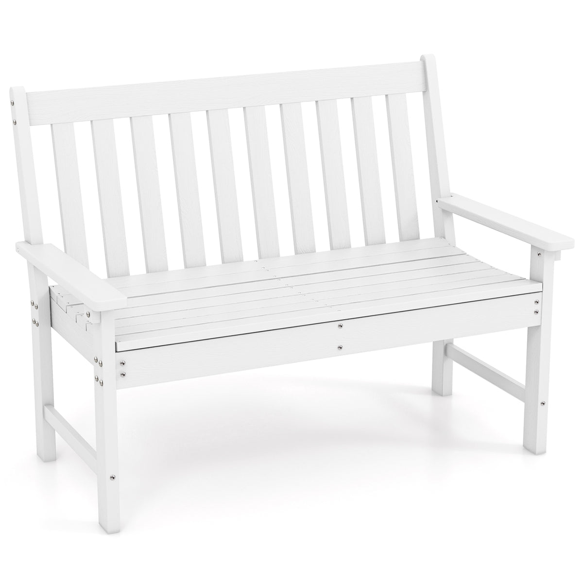 52 Inch HDPE Outdoor Bench With Backrest, Armrests, White Outdoor Benches at Gallery Canada
