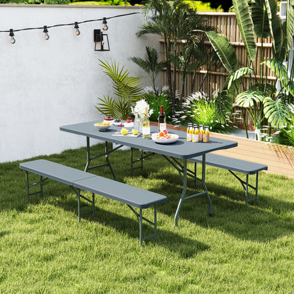 6 Feet Plastic Folding Bench, Portable Seat With Handle And Lock, Gray Camping Furniture at Gallery Canada