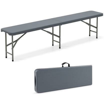 6 Feet Plastic Folding Bench, Portable Seat With Handle And Lock, Gray Camping Furniture at Gallery Canada