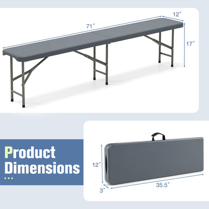 6 Feet Plastic Folding Bench, Portable Seat With Handle And Lock, Gray Camping Furniture at Gallery Canada