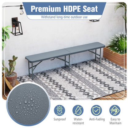 6 Feet Plastic Folding Bench, Portable Seat With Handle And Lock, Gray Camping Furniture at Gallery Canada