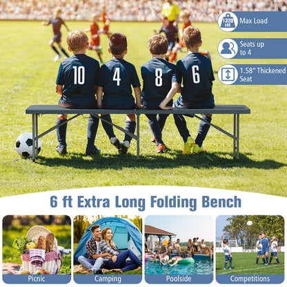 6 Feet Plastic Folding Bench, Portable Seat With Handle And Lock, Gray Camping Furniture at Gallery Canada