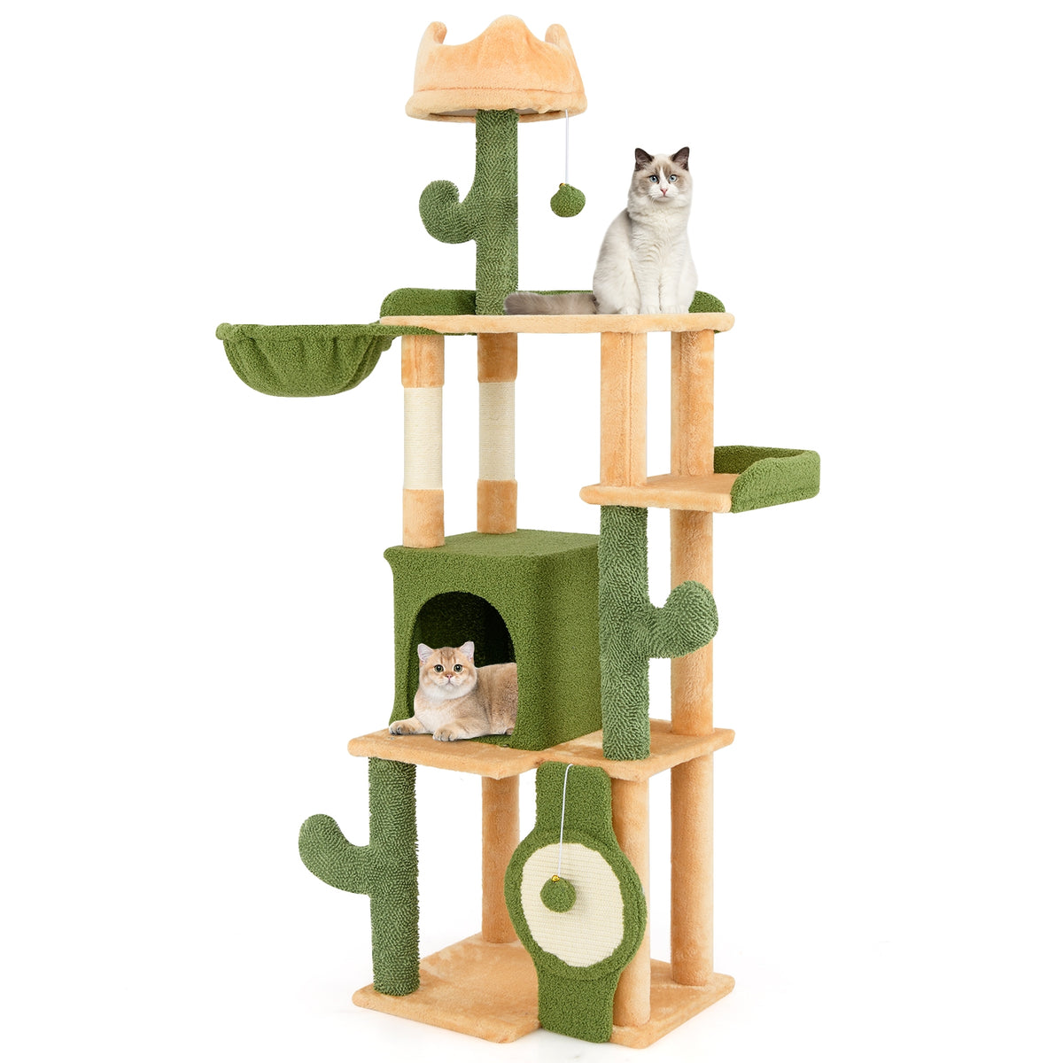 63 Inch Cat Tree, Sisal Scratching Posts, Green Cat Trees Condos & Scratchers at Gallery Canada