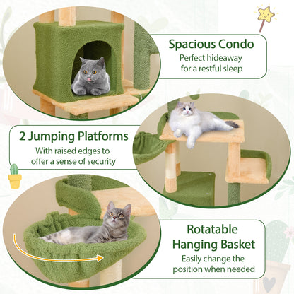 63 Inch Cat Tree, Sisal Scratching Posts, Green Cat Trees Condos & Scratchers at Gallery Canada