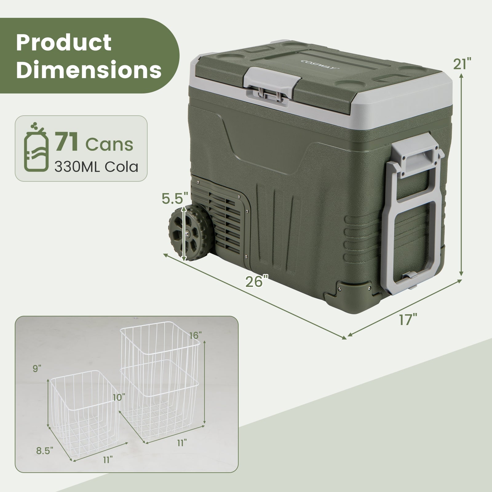 12 Volt Portable Car Refrigerator, 50L Adjustable Range Coolers at Gallery Canada
