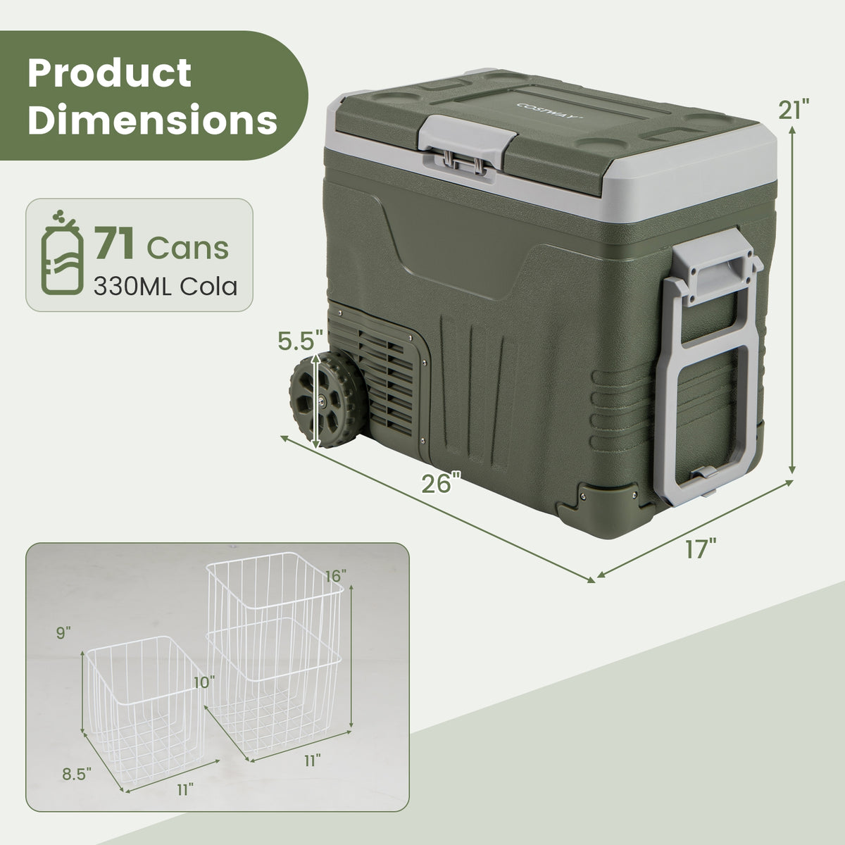 12 Volt Portable Car Refrigerator, 50L Adjustable Range Coolers at Gallery Canada