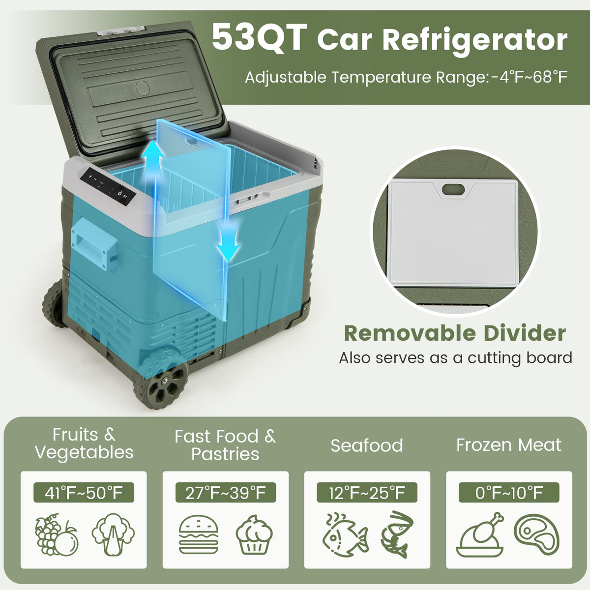 12 Volt Portable Car Refrigerator, 50L Adjustable Range Coolers at Gallery Canada
