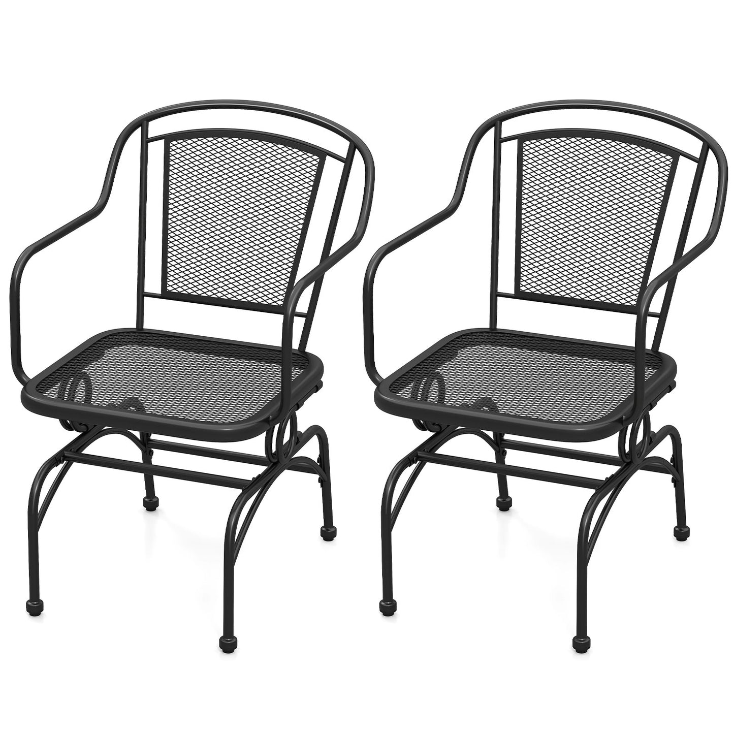 Outdoor Rocking Chair Set, 2 Mesh Backrest, Black Patio Rocking Chairs & Gliders Black at Gallery Canada