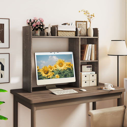3-Tier Desk Bookshelf, 4 Shelves, Oak