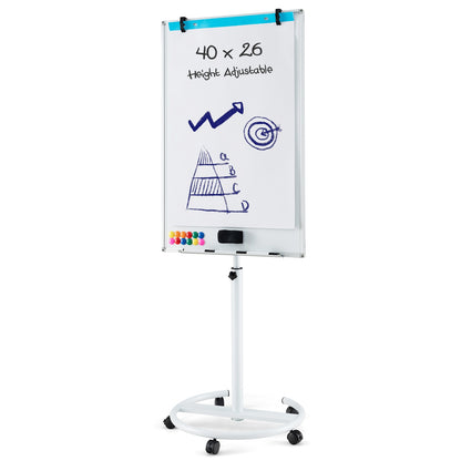 Height-Adjustable Mobile Whiteboard, Round Stand Paper Clips, White Home Office at Gallery Canada