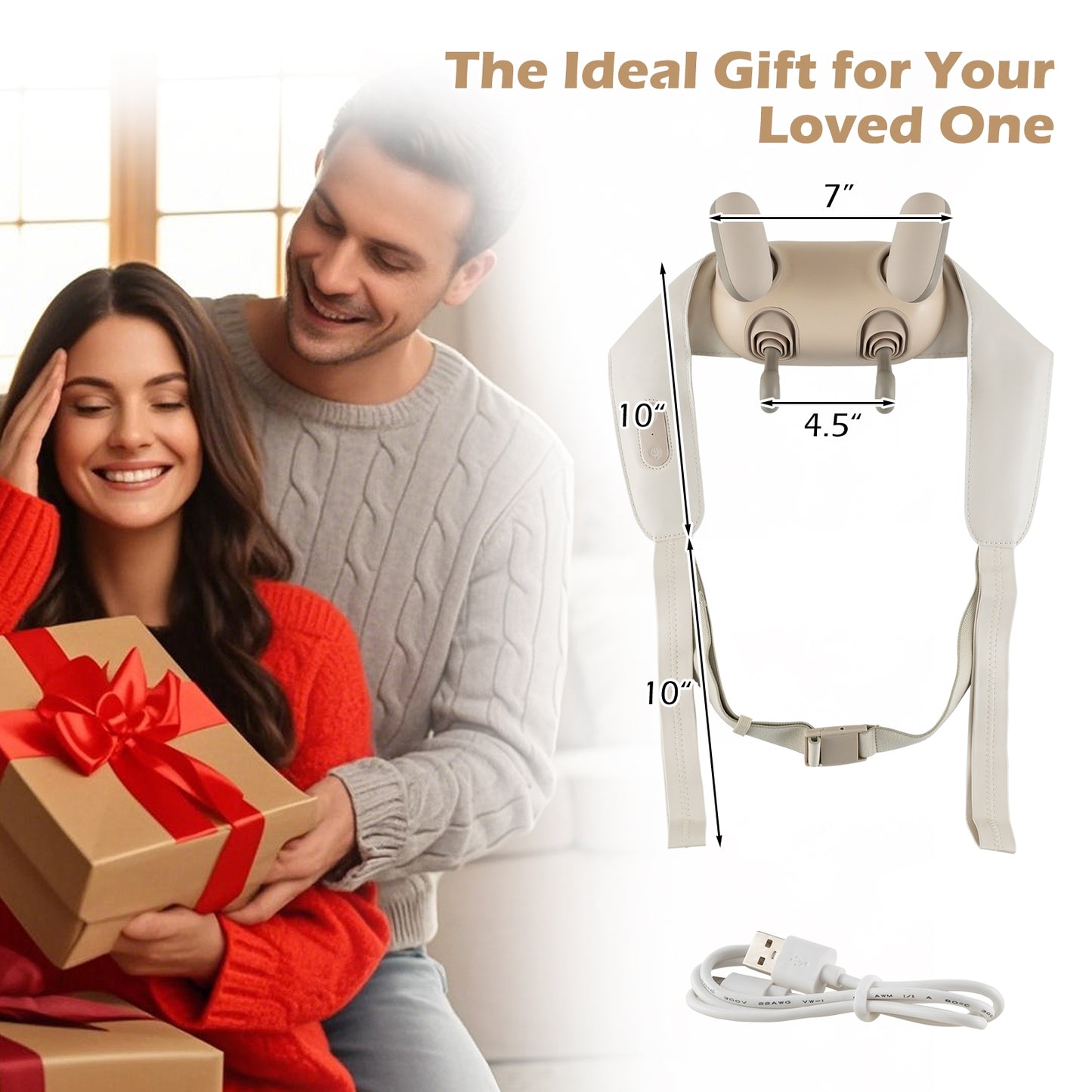 Neck Shoulder Massager, 2 Heat Levels, Pain Relief, Beige Spa & Salon at Gallery Canada