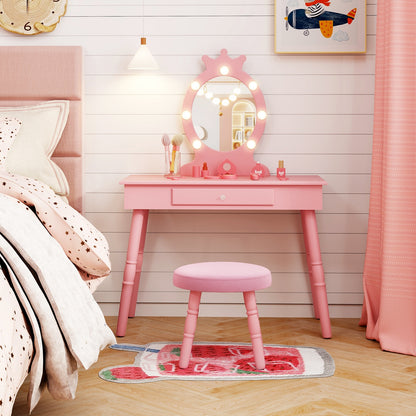 Kids Vanity Set With Lighted Mirror, Adjustable Brightness, Large Drawer, Pink Kids Vanities at Gallery Canada