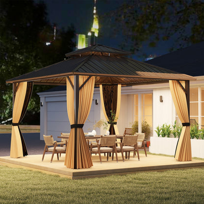 12x12 FT Hardtop Gazebo, Outdoor Pergola, Patio Garden Deck Gazebos at Gallery Canada