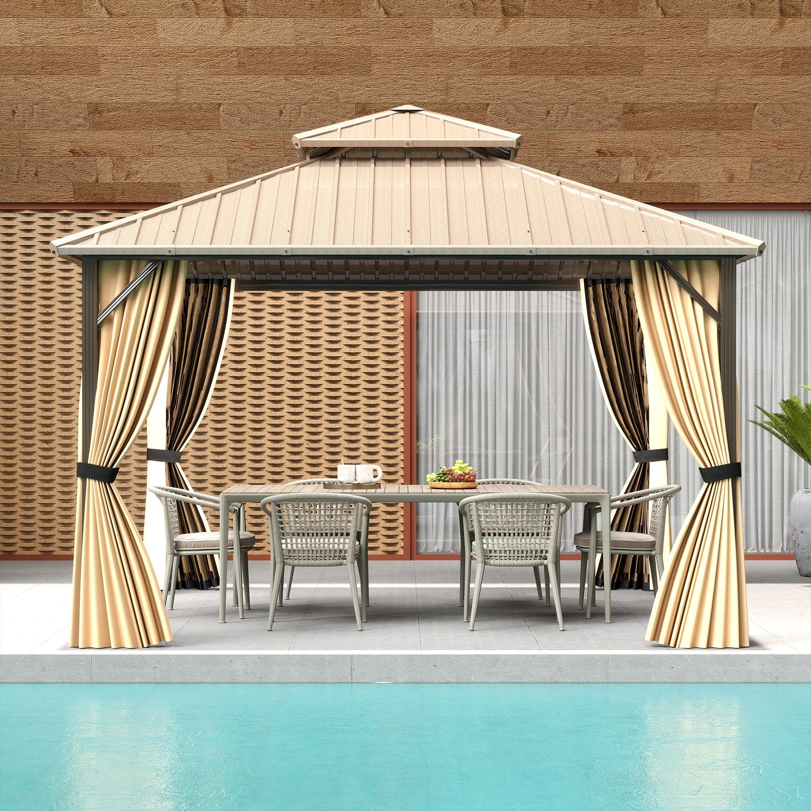 12x12 FT Hardtop Gazebo, Outdoor Pergola, Patio Garden Deck Gazebos at Gallery Canada