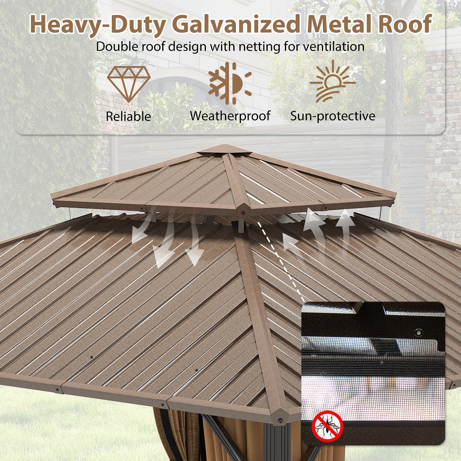 12x12 FT Hardtop Gazebo, Outdoor Pergola, Patio Garden Deck Gazebos at Gallery Canada