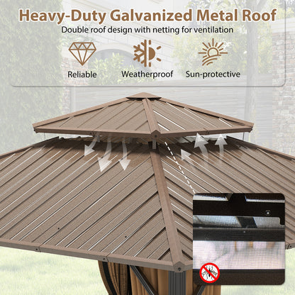 12x12 FT Hardtop Gazebo, Outdoor Pergola, Patio Garden Deck Gazebos at Gallery Canada