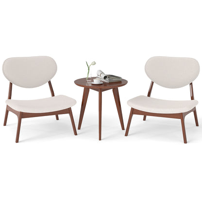Accent Chairs Set Of 2 With Side Table, Solid Wood Frame, Beige Accent Chairs Beige at Gallery Canada