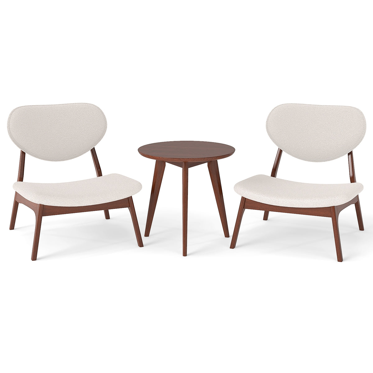Accent Chairs Set Of 2 With Side Table, Solid Wood Frame, Beige Accent Chairs at Gallery Canada