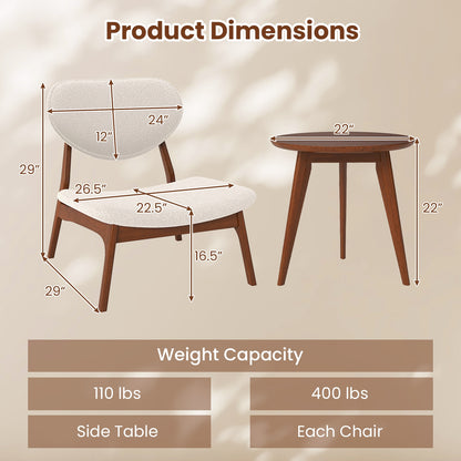 Accent Chairs Set Of 2 With Side Table, Solid Wood Frame, Beige Accent Chairs at Gallery Canada