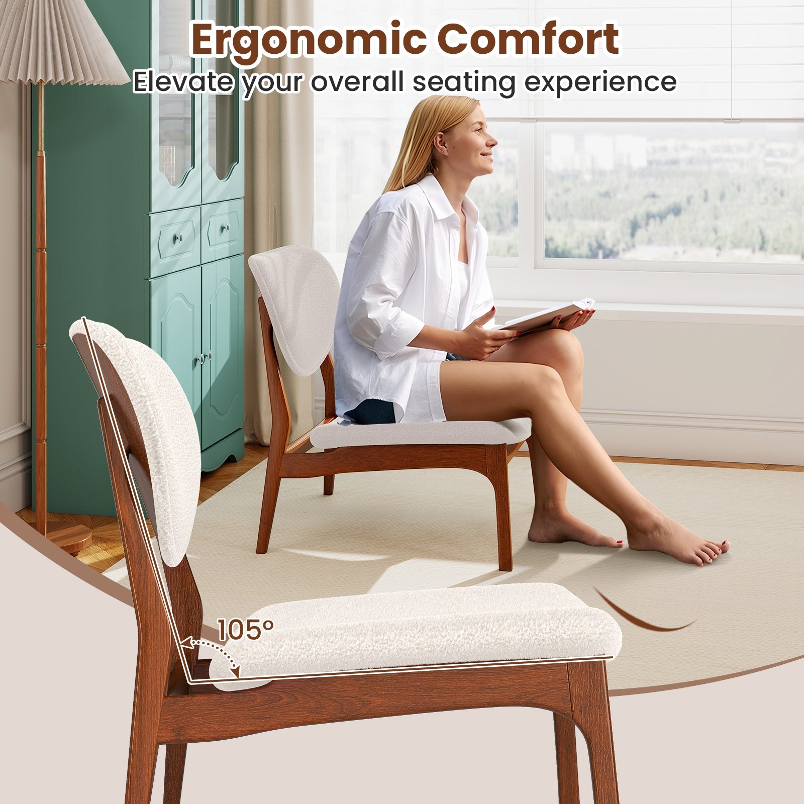 Accent Chairs Set Of 2 With Side Table, Solid Wood Frame, Beige Accent Chairs at Gallery Canada