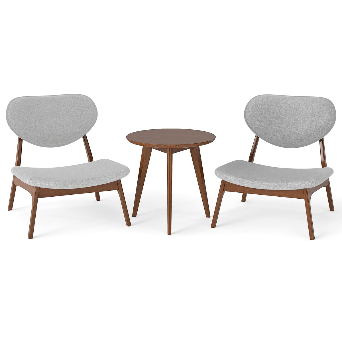 Accent Chairs Set of 2 with Side Table, Solid Wood Frame, Gray Accent Chairs at Gallery Canada