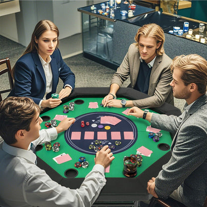 48 Inches Foldable Poker Table, Padded Rails, Cup Holders, Green Game Room at Gallery Canada
