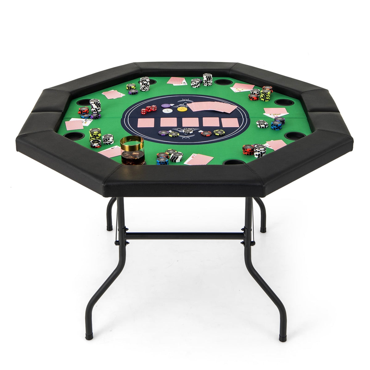 48 Inches Foldable Poker Table, Padded Rails, Cup Holders, Green Game Room at Gallery Canada