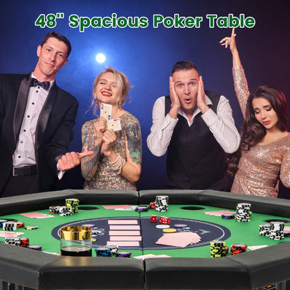 48 Inches Foldable Poker Table, Padded Rails, Cup Holders, Green Game Room at Gallery Canada
