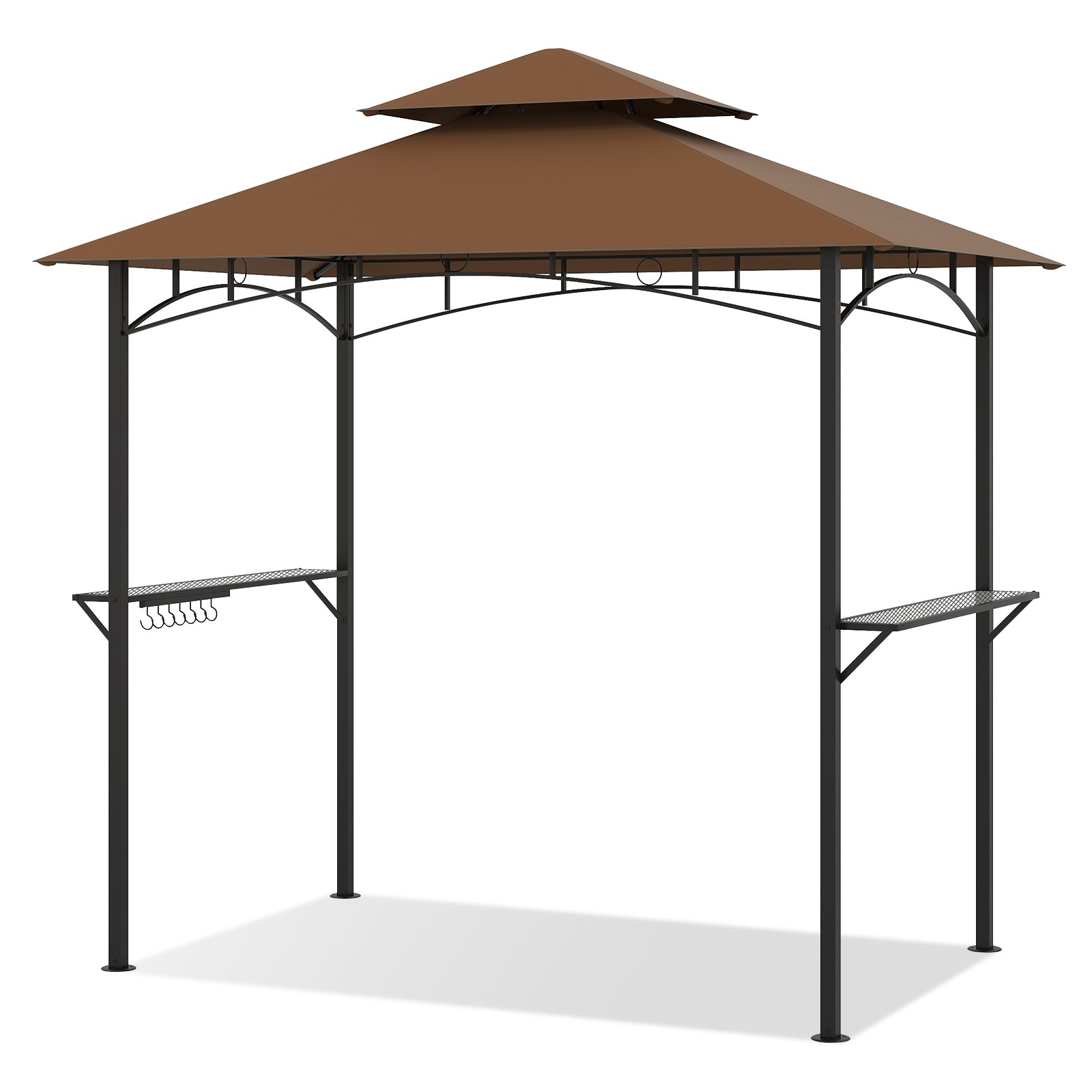 Double-Tiered Grill Gazebo Canopy, 2 Shelves, 7 Hooks, Coffee Gazebos at Gallery Canada