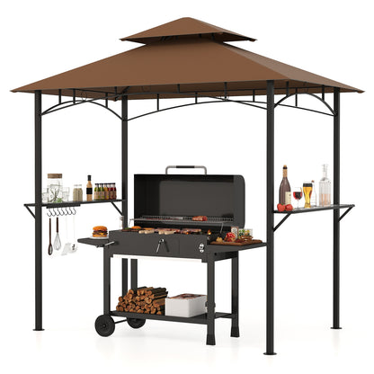 Double-Tiered Grill Gazebo Canopy, 2 Shelves, 7 Hooks, Coffee Gazebos at Gallery Canada