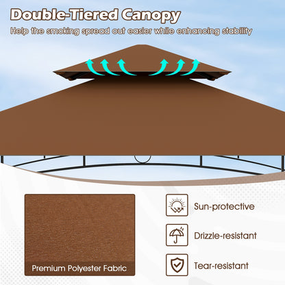 Double-Tiered Grill Gazebo Canopy, 2 Shelves, 7 Hooks, Coffee Gazebos at Gallery Canada
