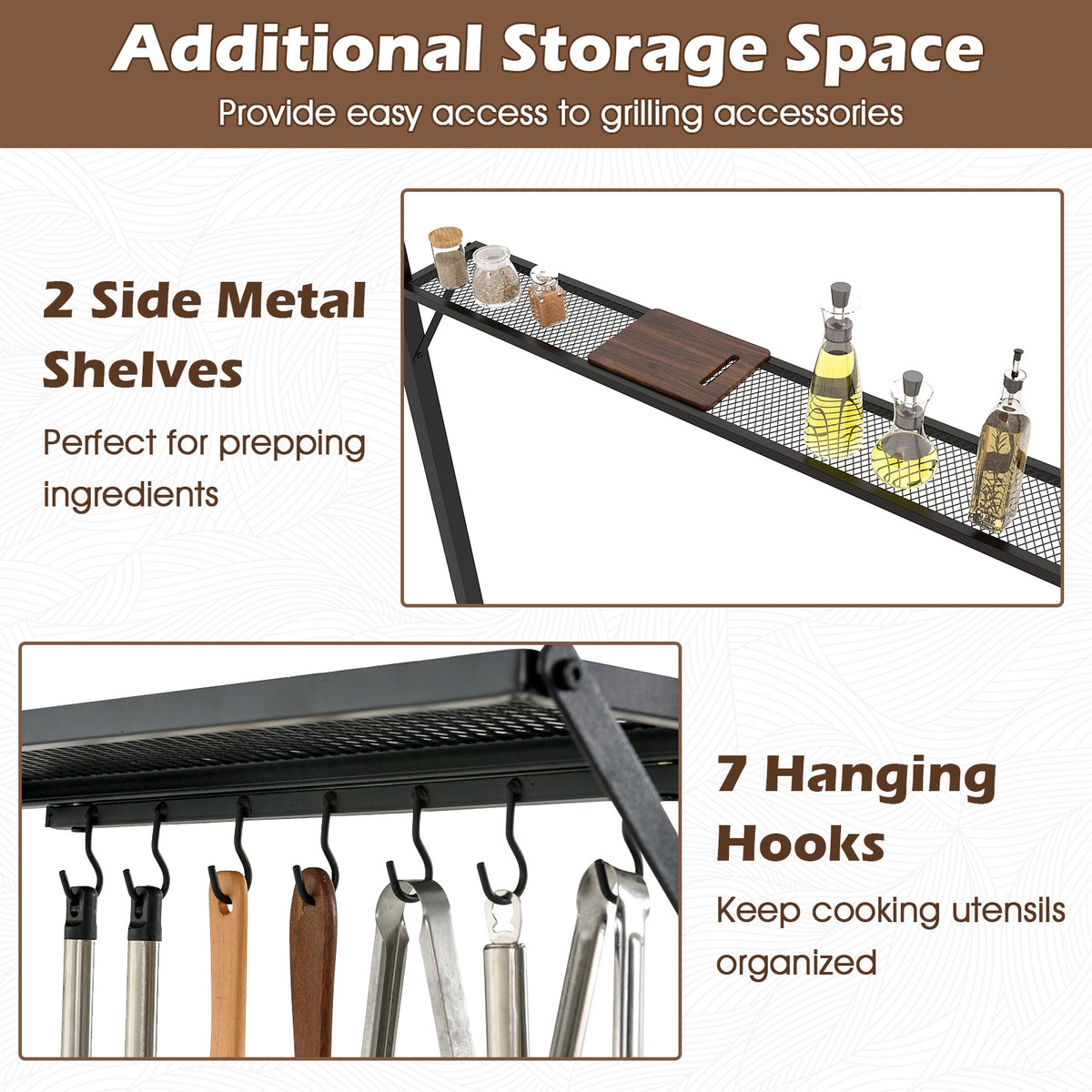 Double-Tiered Grill Gazebo Canopy, 2 Shelves, 7 Hooks, Coffee Gazebos at Gallery Canada