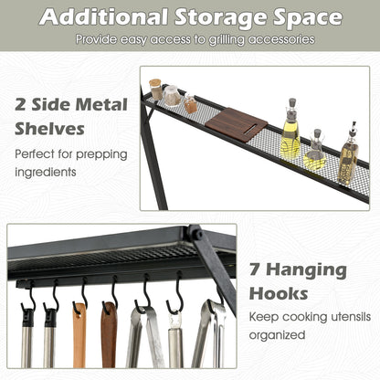 Double-Tiered Grill Gazebo Canopy, 2 Shelves, 7 Hooks, Beige Gazebos at Gallery Canada