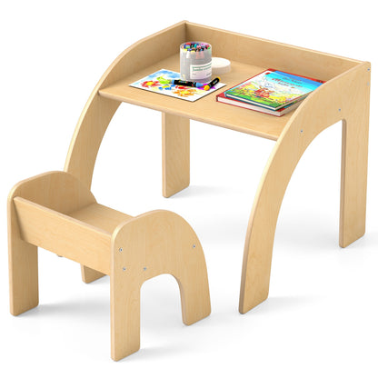 Kids Table And Chair Set, Natural, Wide Tabletop, Curved Edges Kids Table & Chair Sets at Gallery Canada