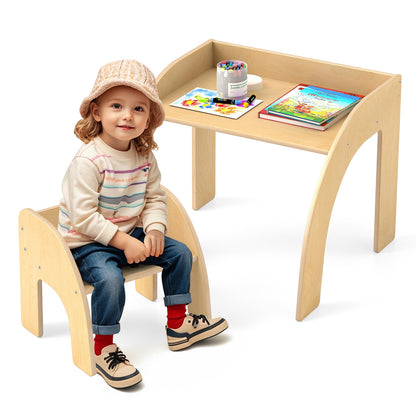 Kids Table And Chair Set, Natural, Wide Tabletop, Curved Edges Kids Table & Chair Sets at Gallery Canada